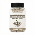 White Lion Ashwagandha Ekstrakt 200 mg, kapsler i hvit boks