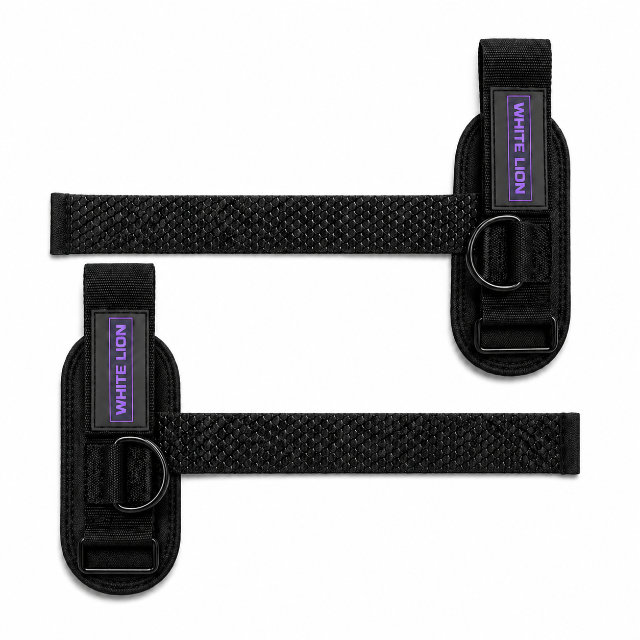 White Lion Cuffed Lifting Straps i sort med lilla detaljer