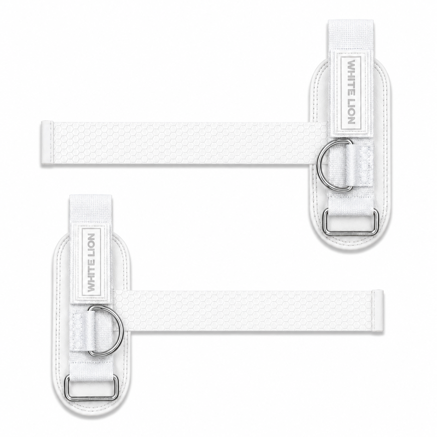 White Lion Cuffed Lifting Straps i hvit og grå
