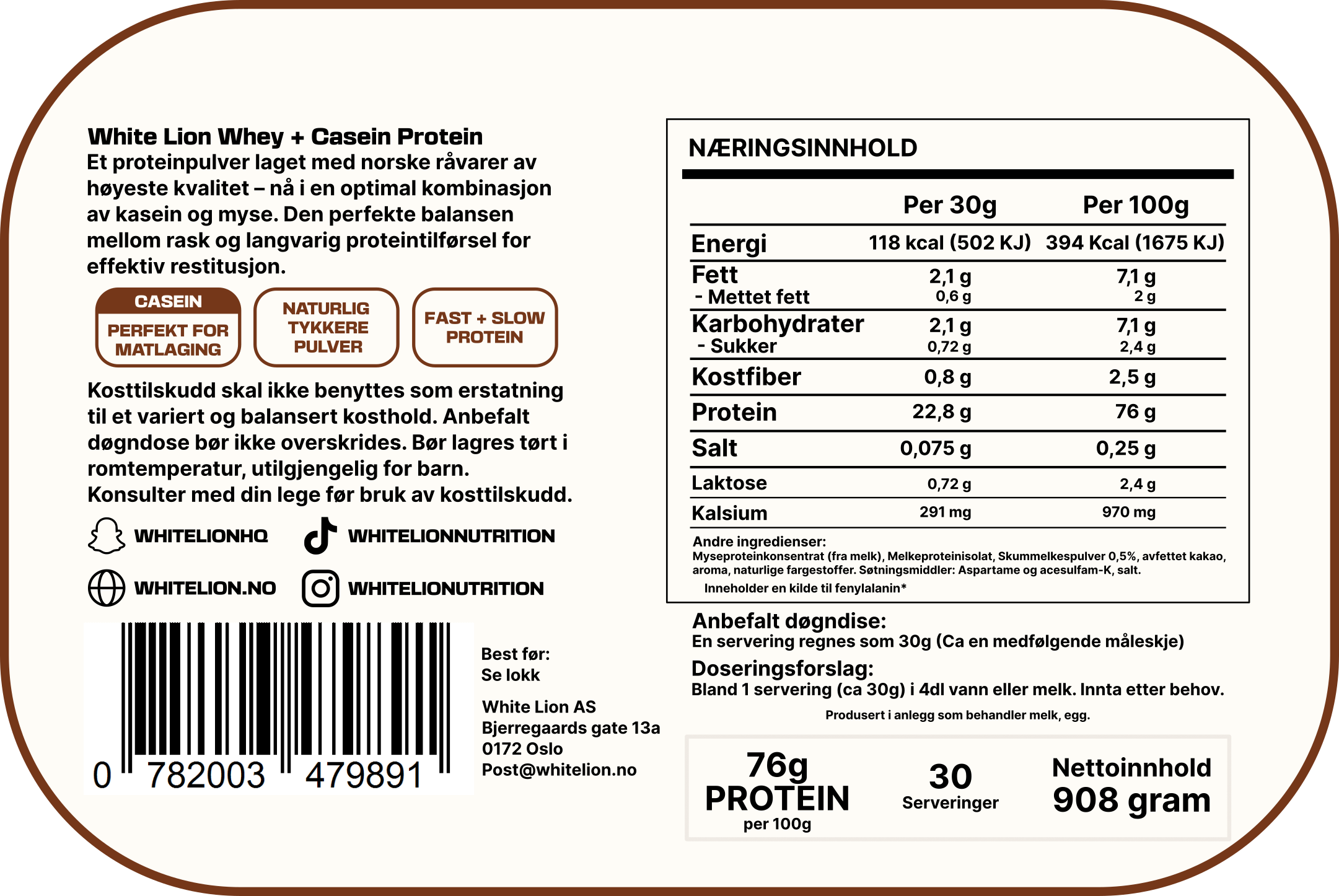 Whey Casein Chocolate Protein