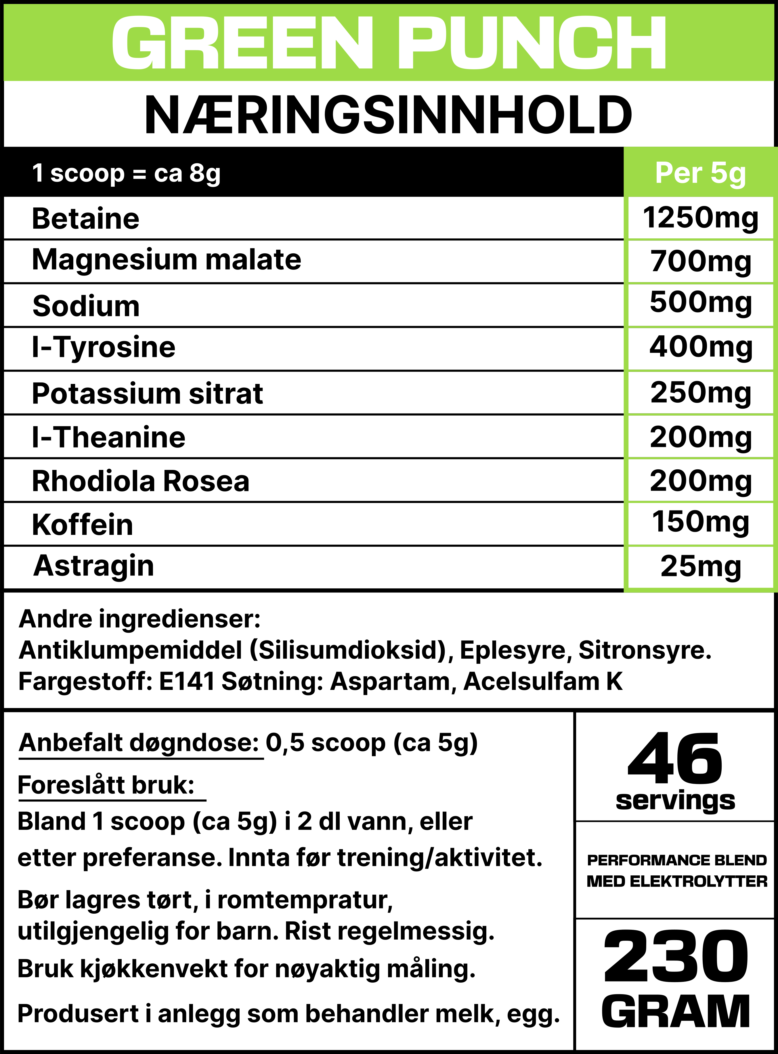 ELECTRO PWO - GREEN PUNCH